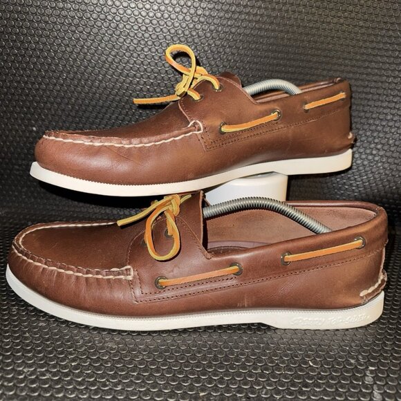 Sperry X J.Crew Original Two-Eye Brown Leather Comfort Boat Shoes Men’s Size 13 - Picture 1 of 8